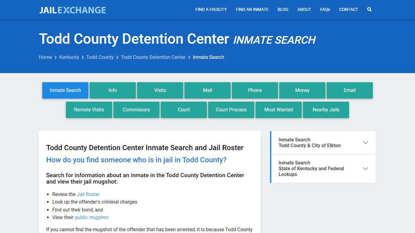 Todd County Detention Center Inmate Search - Jail Exchange