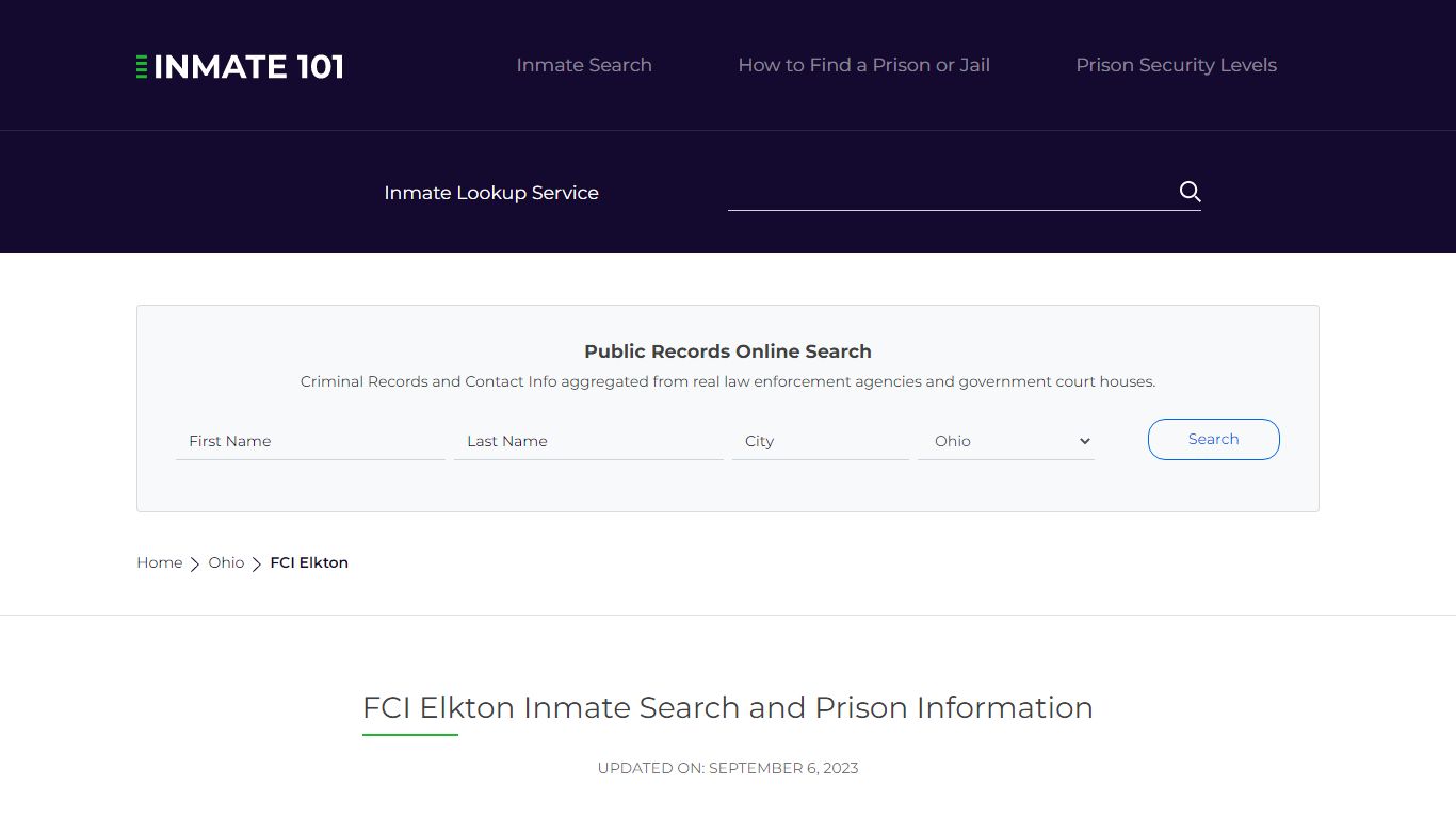 FCI Elkton Inmate Search | Lookup | Roster